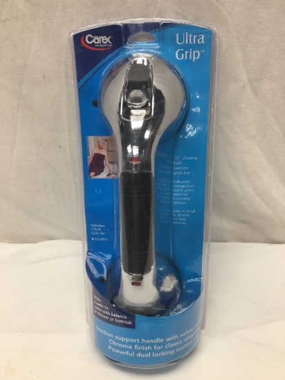 Carex Ultra Grip 12" Chrome Bath Suction Grab Bar