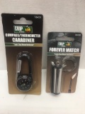 Lot of GRIP Campass/Thermometer Carabiner & Forever Match