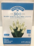 Holiday Time 300 Warm White LED Mini Lights/61 Feet, Indoor or Outdoor