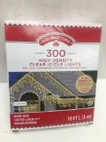 Holiday Time 300 High Density Clear Icicle Lights/10 Feet/Indoor or Outdoor