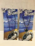 (2) Paua Shell Necklaces/Peace Symbol & Fish