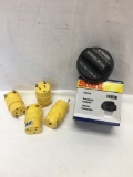 Box Lot of Stuff/Gas Cap, Female Extension Cord Ends