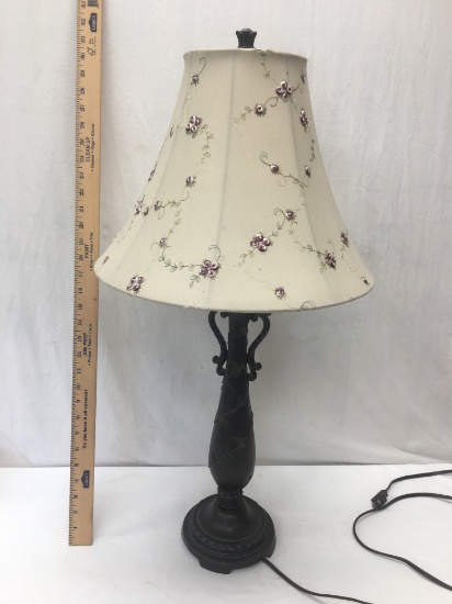 Approx 31 Inch Decorative Lamp with Ornate Base & Shade (Local Pick Up Only)