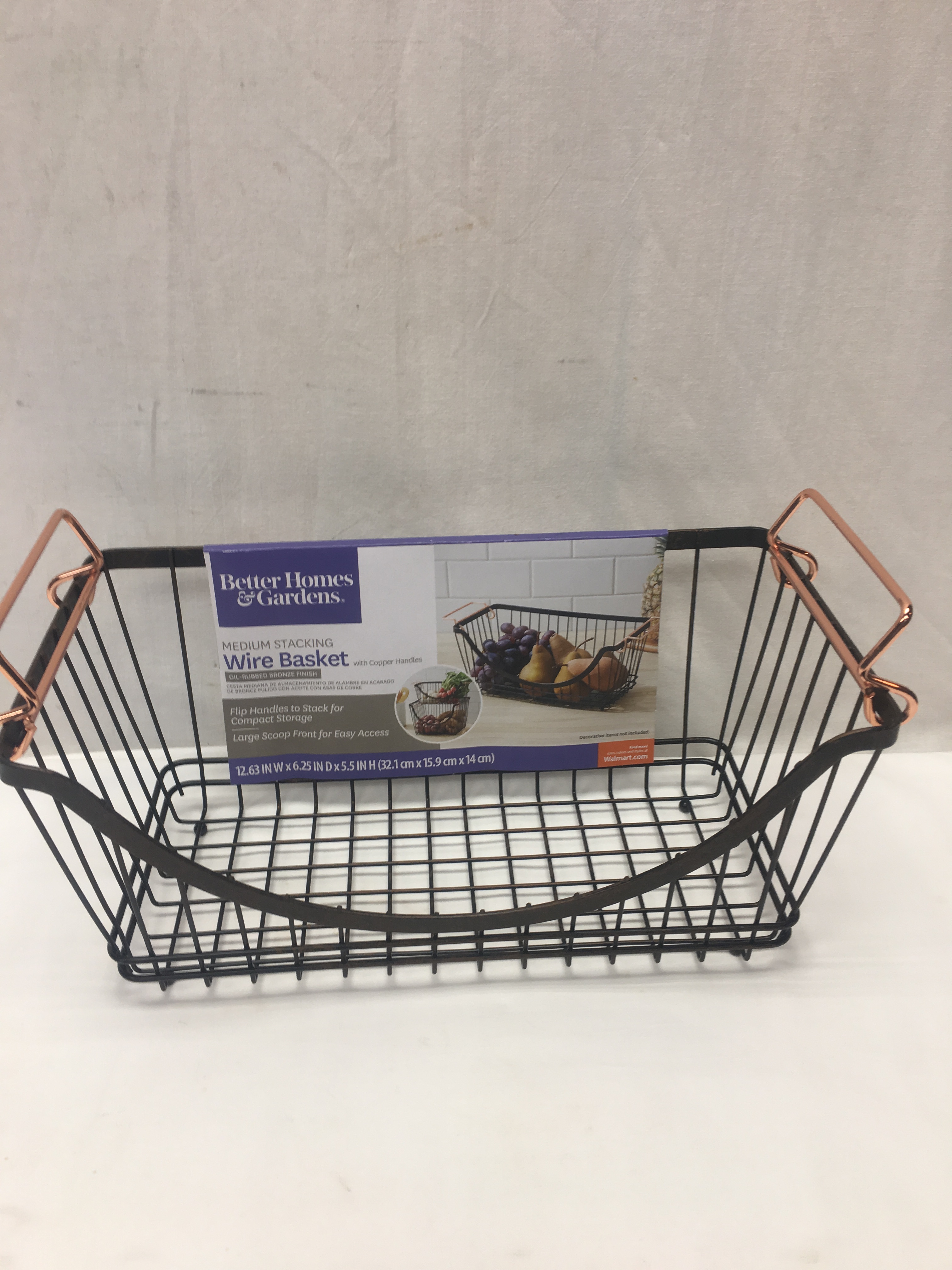 Better Homes Gardens Medium Stacking Wire Basket With Copper