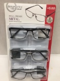 DesignOptics Full Frame Metal Glasses(+3.00)