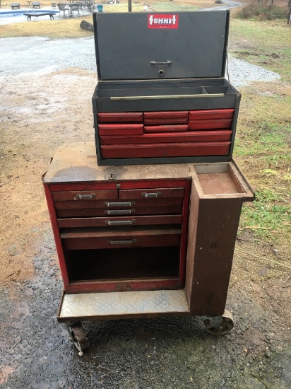 Tool Chest and Tool Box on Heavy Casters and Side Shelves (Local Pick Up Only)