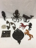 Box Lot of Cast Iron Décor Pieces, ETC