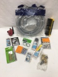 Box Lot of Stuff/Discharge Hose, Wire Brush, ETC