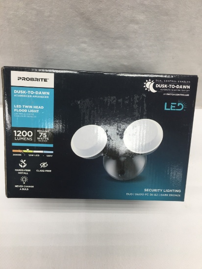 ProBrite Dusk to Dawn LED Twin Head Flood Light/1200 Lumens