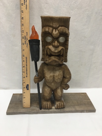 Approx 17 Inch Tall Solar Powered Home Made Tiki Warrior (Local Pick Up Only)