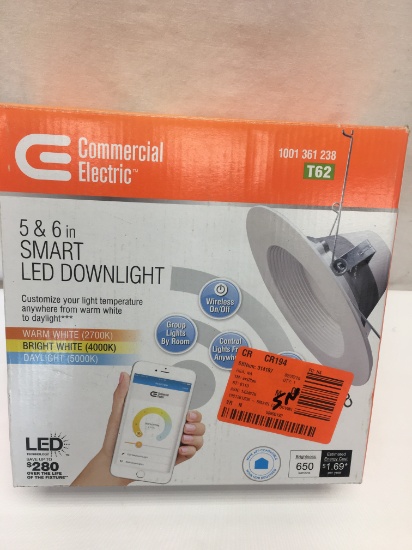 Commercial Electric 5 & 6 Inch Smart LED Downlight/Wireless On/Off, ETC