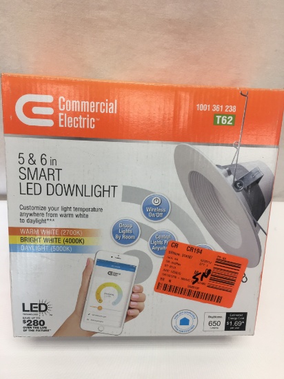 Commercial Electric 5 & 6 Inch Smart LED Downlight/Wireless On/Off, ETC