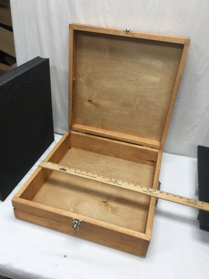 Approx 19 Inch Square Wooden Box with Clasp & Handles (Local Pick Up Only)