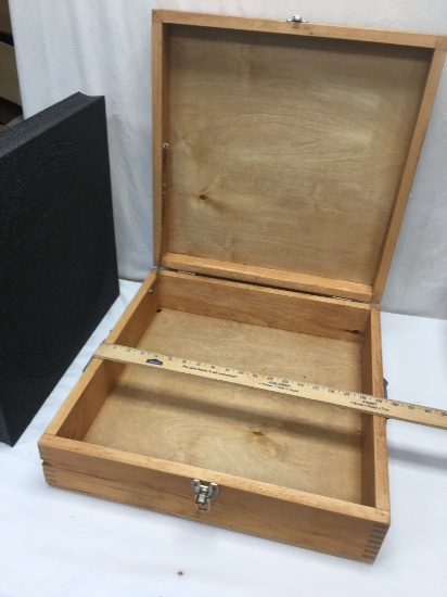 Approx 19 Inch Square Wooden Box with Clasp & Handles (Local Pick Up Only)