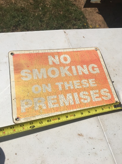 No Smoking On These Premises Metal Sign (14 Inches Long)