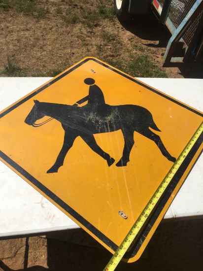 Horse Crossing Metal Sign (30 Inches Long)(Local Pick Up Only)