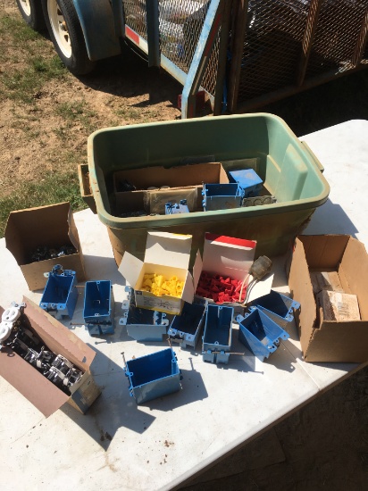 Tote Full of Electrical Boxes, Receptacles, Wire Nuts, ETC (Local Pick Up Only)