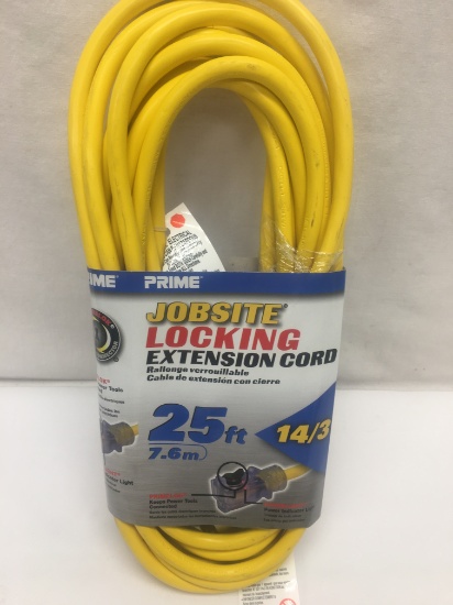 PRIME Jobsite Locking 25 Foot Extension Cord/14/3