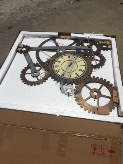 SEI Metal Gear Wall Clock/Approx 35in Tall (Local Pick Up Only)