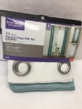 Better Homes & Gardens 4 Panel Pack/37in X 84in/Grommeted Aqua Textured & Twill