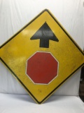 36 Inch Square Stop Sign Ahead Metal Sign/Single Sided