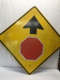 36 Inch Square Stop Sign Ahead Metal Sign/Single Sided