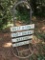 Old Sign Stand with Misc Signs/Enamel Coated Signs (6 Total)(Local Pick Up Only)