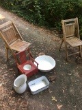 Box Lot/Wooden Chairs, Old Potty Training Chair, ETC (Local Pick Up Only)