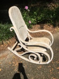 Old Bentwood Wooden Rattan Back Rocking Chair With Scrolls (Local Pick Up Only)