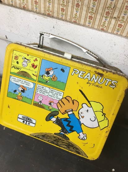 Vintage Peanuts Metal Kids Lunchbox with Thermos