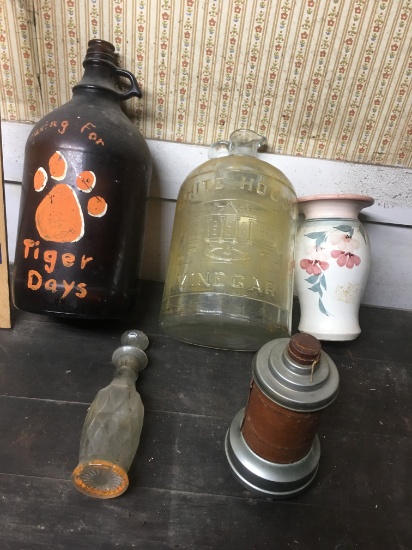 Box Lot/Old Glass Jugs, Vinegar Jug, ETC (Local Pick Up Only)