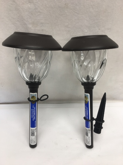(2) Hampton Bay Solar LED Pathway Lights