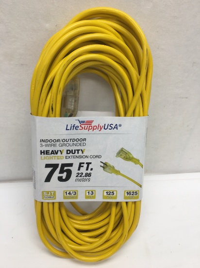 Life Supply USA Indoor/Outdoor 3 Wire Grounded Heavy Duty Lighted Extension Cord