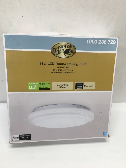 Hampton Bay 16in LED Round Ceiling Puff (Local Pick Up Only)