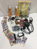 Box Lot/Old Baseball Cards, AC to DC Power Cords, Shower Curtain, ETC