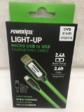 PowerXcel Light Up Micro USB to USB Charge/Sync Cable