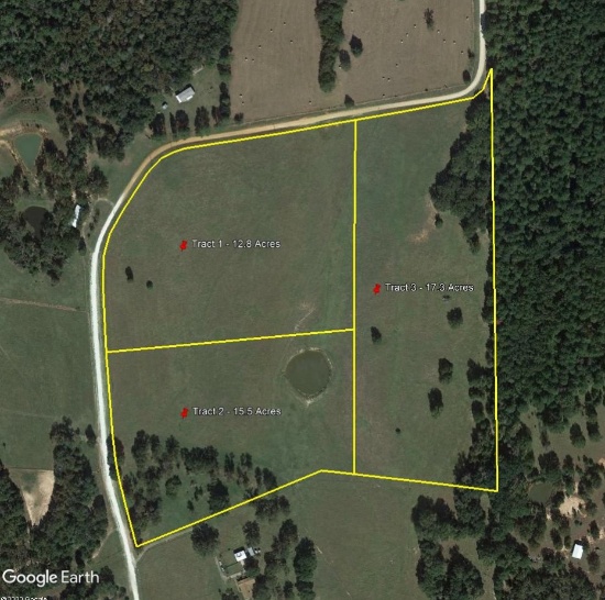 45 Acres of Rolling Terrain divided in 3 Tracts