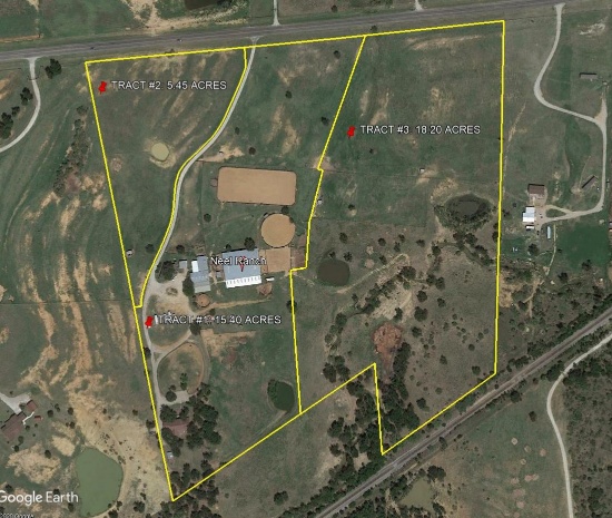 Tract 2: 5.45 Acres with a small stock pond, loafing shed and nearly 550' of FM 3028 road frontage