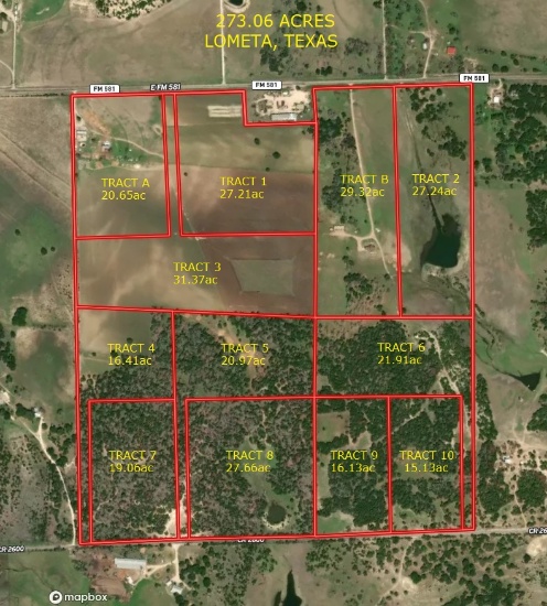 273 Acres divided in 12 Tracts in Central Texas