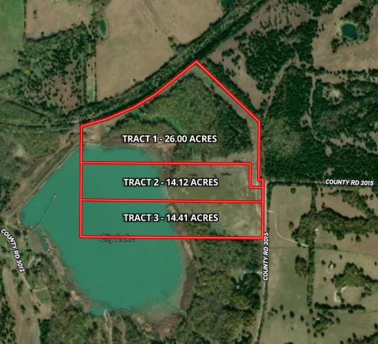 54 Waterfront Acres in 3 Tracts on City Lake