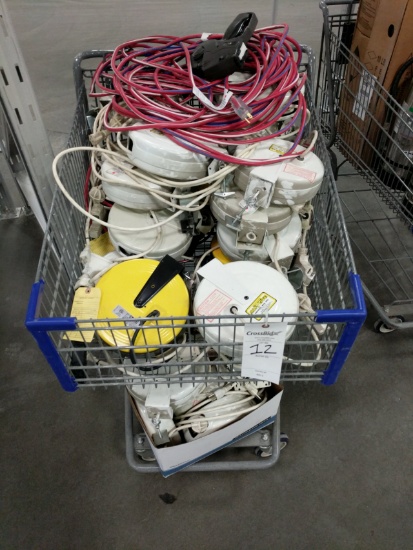 Shopping Cart Full Of Retractable Cord Reels