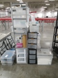 Lot Of Assorted Style Office Supplies, Storage Containers With Adjustable Shelving Unit