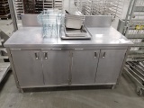 NSF 64 Inch x 33 Inch Stainless Steel Prep Counter With Under Counter Storage Area