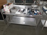Win-Holt 60 Inch x 34 Inch Stainless Steel Prep Table With Lower Shelving Unit