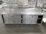 96 Inch x 24 Inch Stainless Steel Prep Counter With Undercounter Storage Area