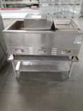 Three Compartment Commercial Steamer Unit With Stainless Steel Table