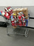 Shopping Cart Full Of Assorted Size Fire Extinguishers