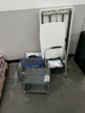 Misc. Lot: (2) Plastic Folding Tables, (2) One Ft. Step Stools, Rolling Office Cart