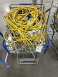 Shopping Cart With Heavy Duty Electric Extension Cords Retractable Cord Reels