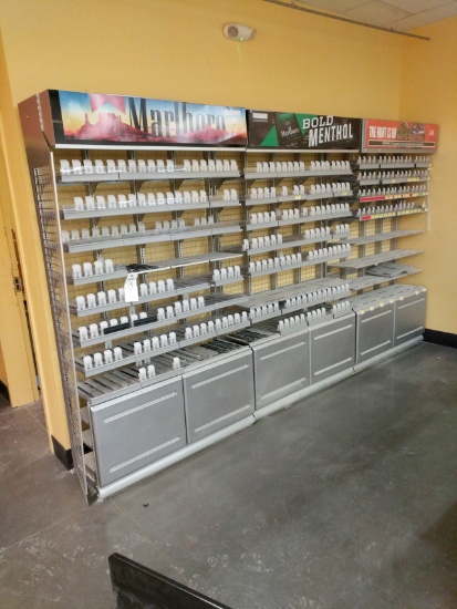 Three Sections Of Cigarette Dispensing Shelves
